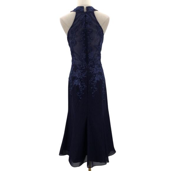 FORMAL 16 2X plus navy blue lace halter neck mother of bride midi dress NEW B46 - Picture 2 of 7